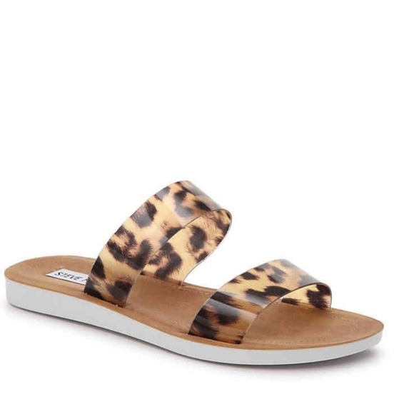 STEVE MADDEN leopard print slide sandals 9.5 chic cute summer animal print EUC - Picture 1 of 15